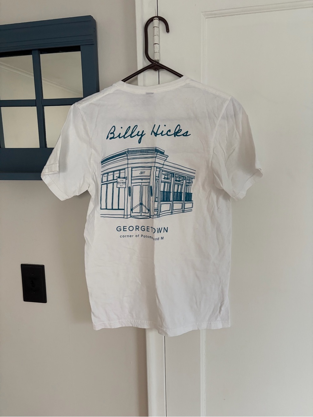 Gilly Hicks White Tee with Teal Script Logo